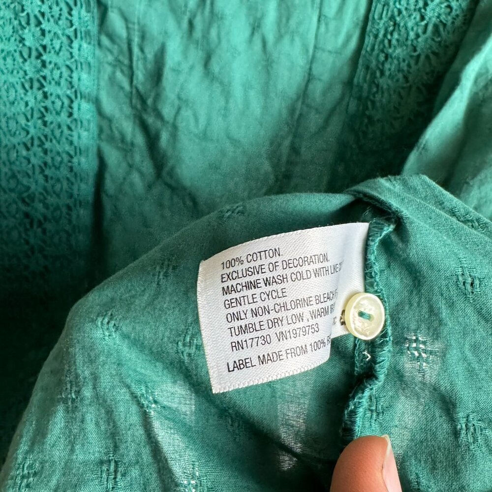 Universal Thread Green Short Sleeve Blouse Size Large Lace Accent C21 - Picture 3 of 5